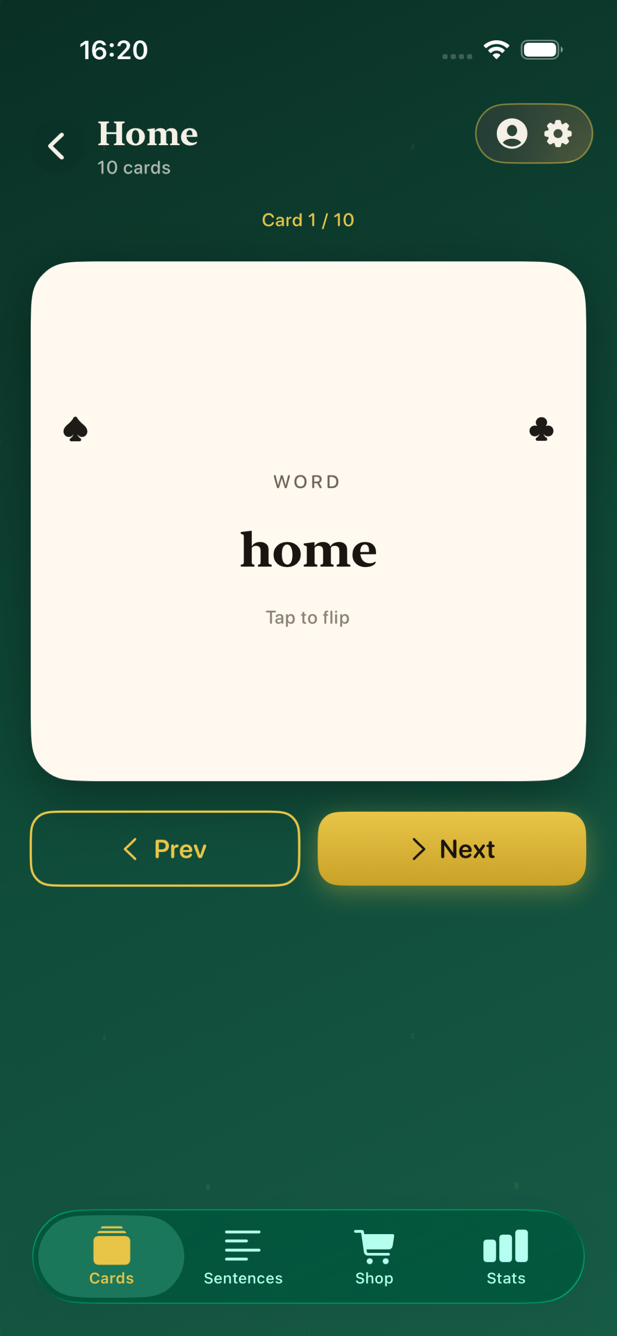 TrickCard sentence puzzle